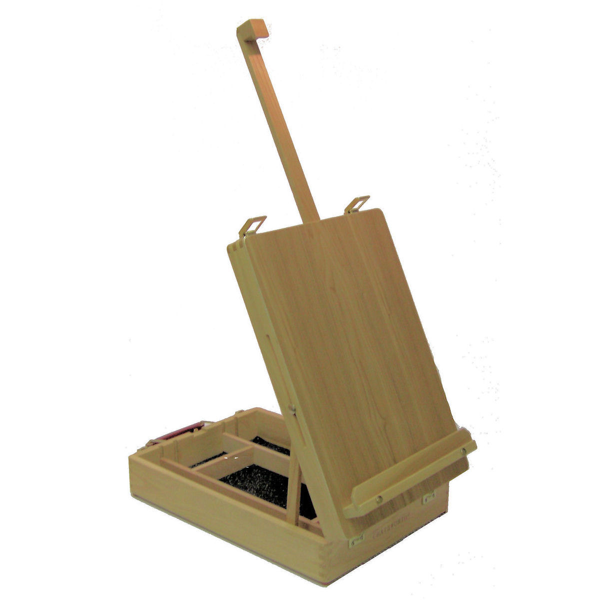 table top easel with foam lined storage box