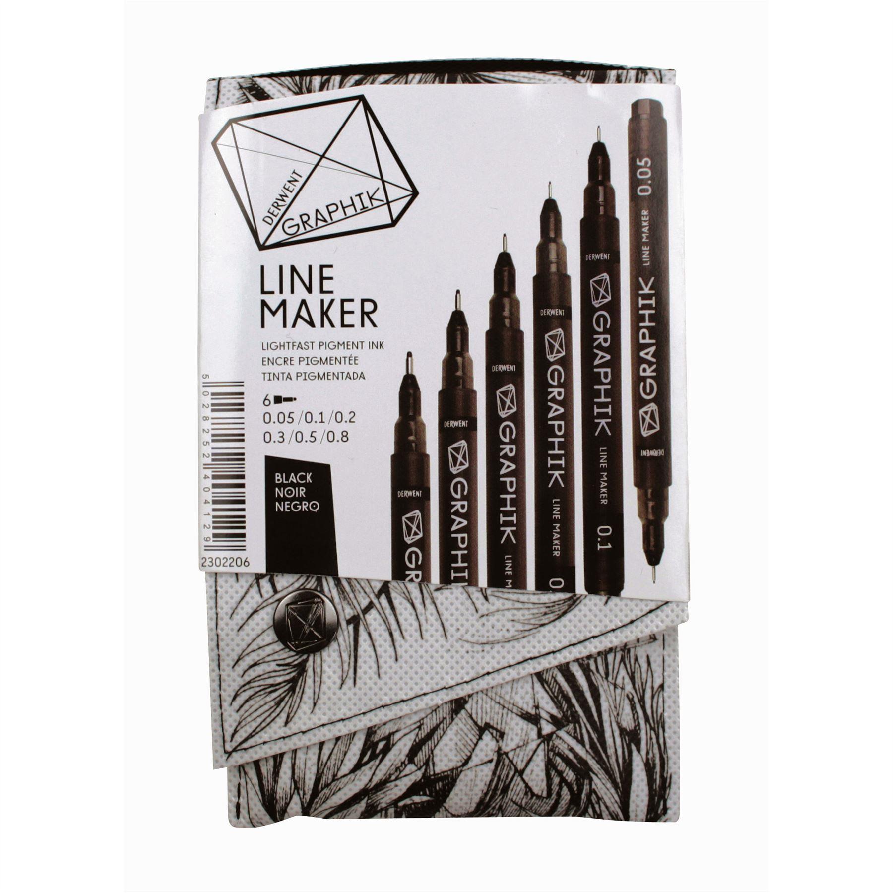 Derwent Artist Graphic Line Maker Black Pack of 6 pigment ink