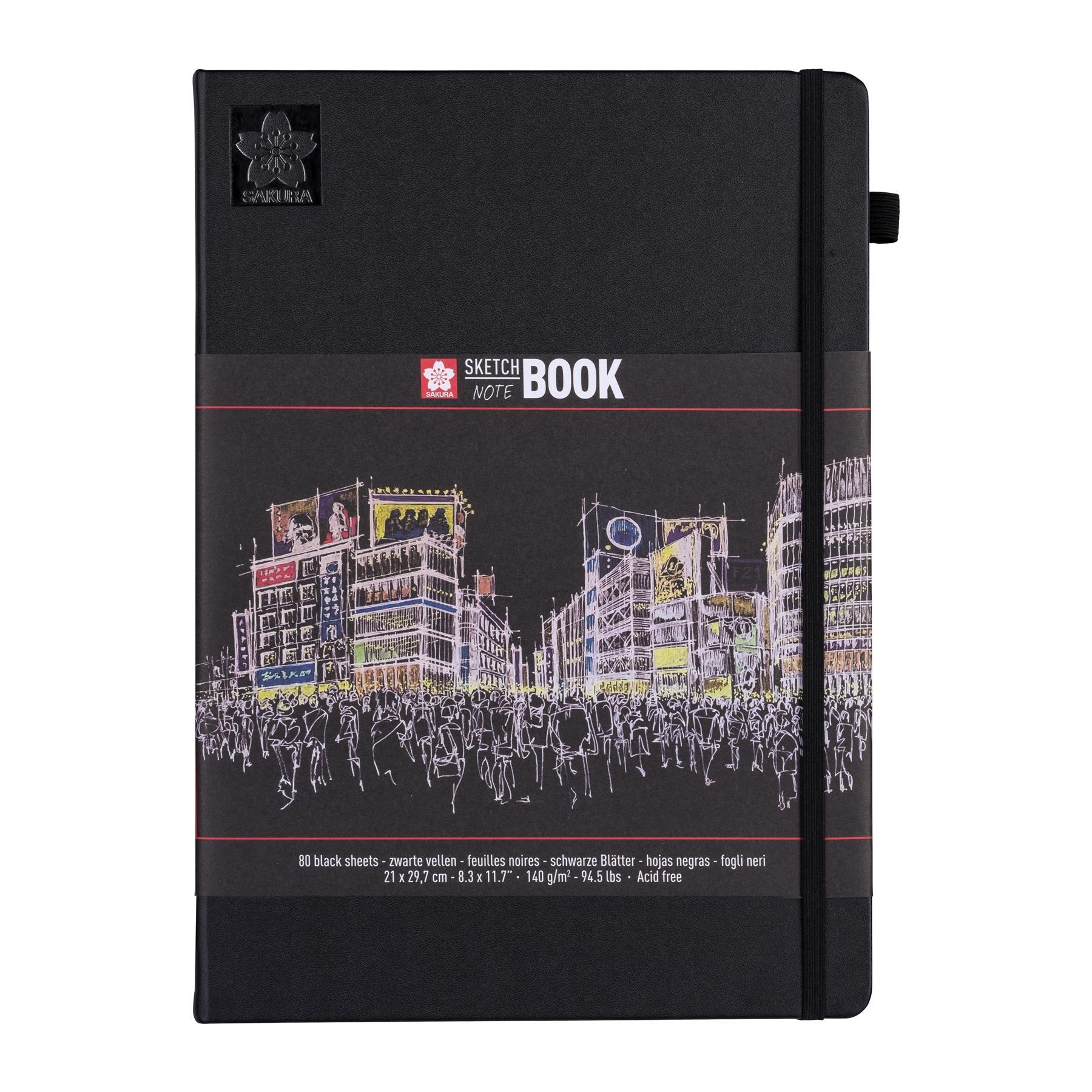 Sakura sketch note book black paper 21cm x 29.7cm 80 sheets 140gsm A4