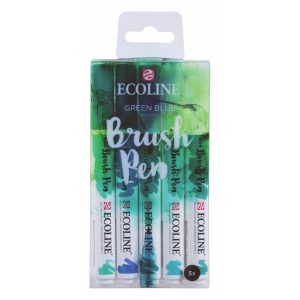 brush pen royal talens watercolour ecoline pens green blue