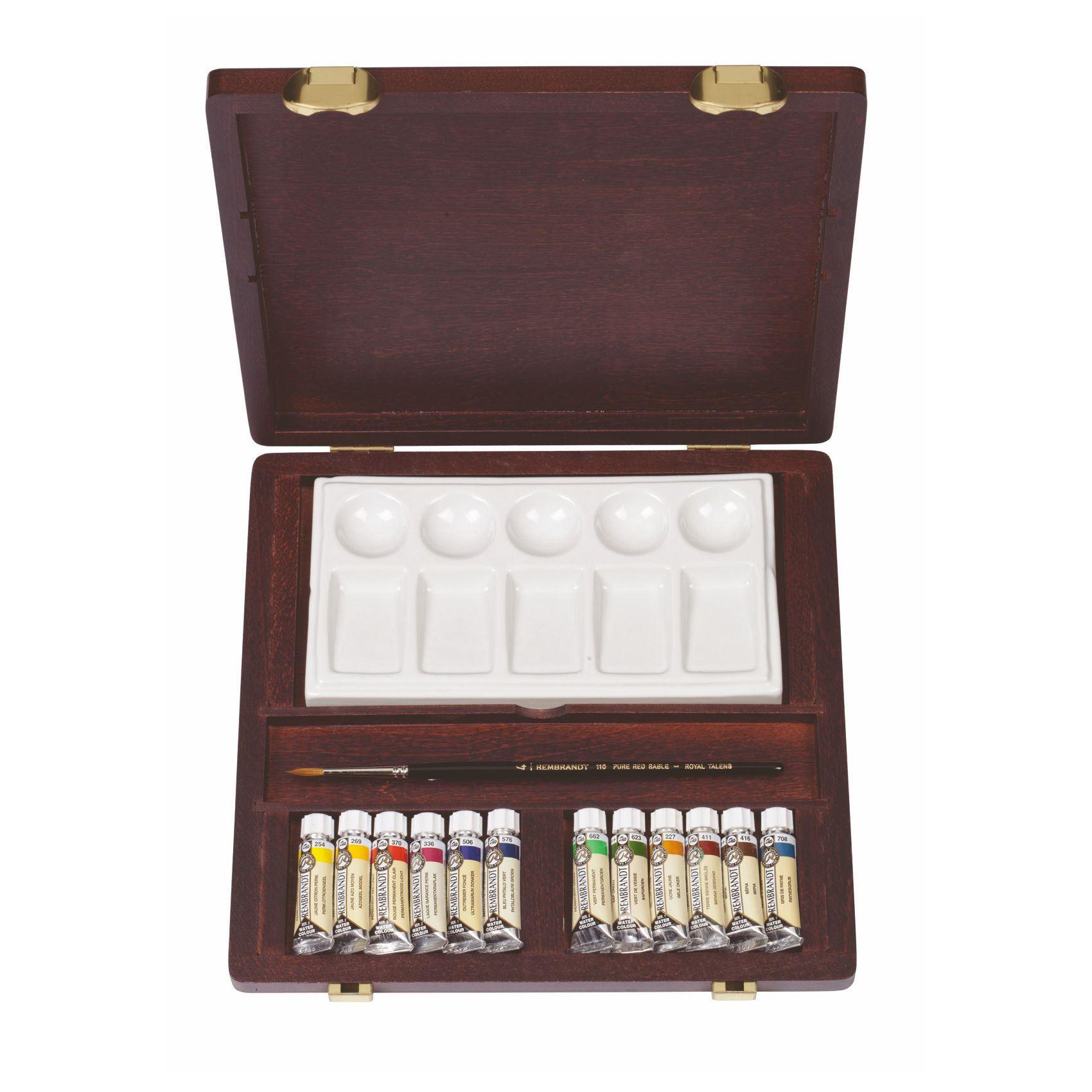 Royal Talens Rembrandts artist watercolour wooden box set 5 mL tubes