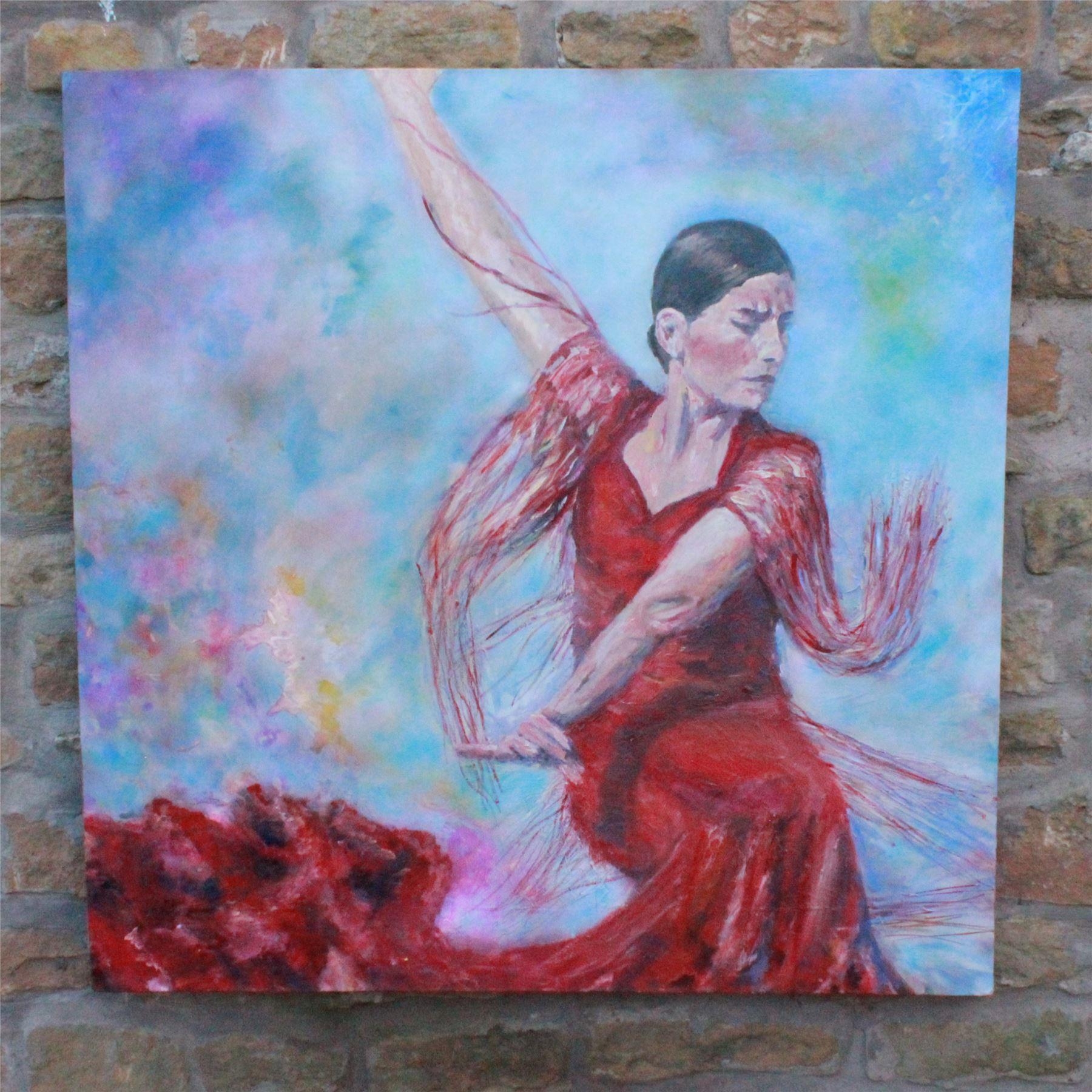Spanish dancer in red by Mark Hutchby original oil painting