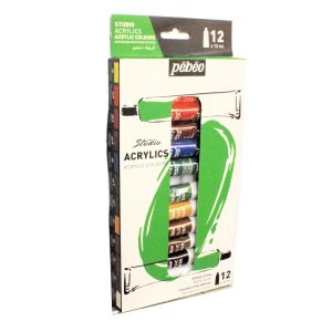 Pebeo studio acrylic paints 12 x 12ml assorted colour Paints