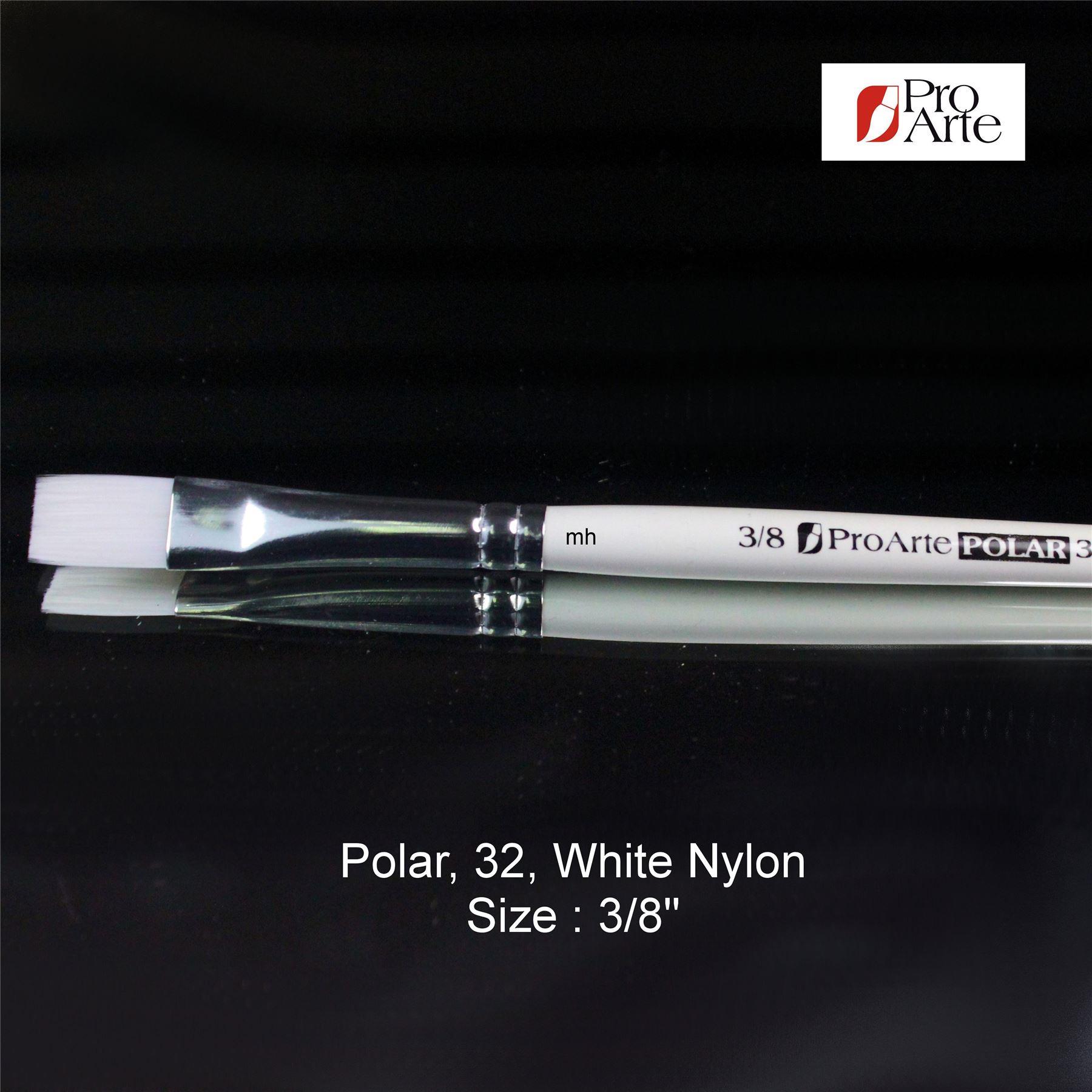 Pro Arte Series 32 Polar White Nylon All Purpose Brushes, Flat 3/8"