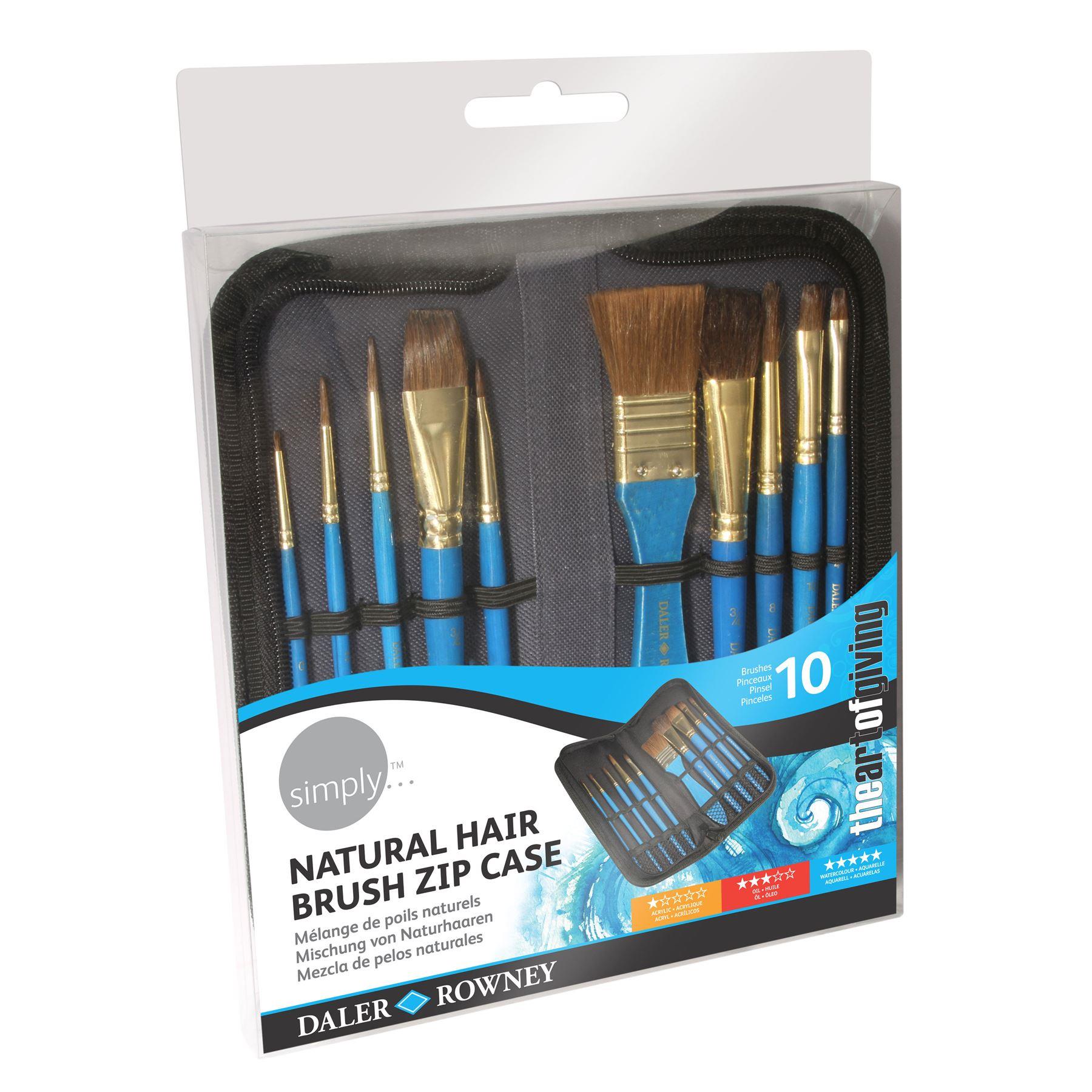 Daler Rowney Simply 10 Natural Hair watercolour Brush Zip Case