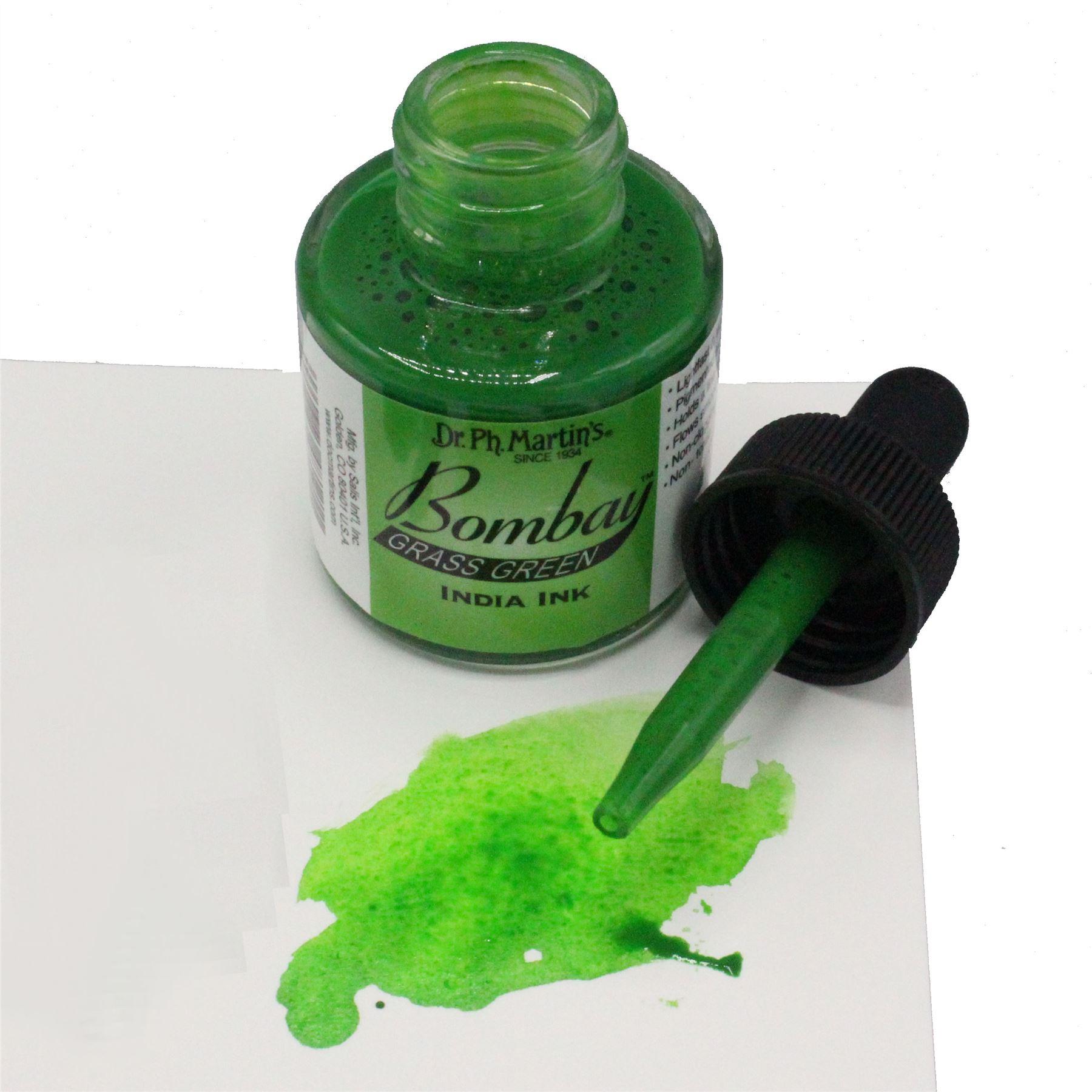 Dr Ph Martin Bombay Grass Green India Ink 1oz 30ml bottle