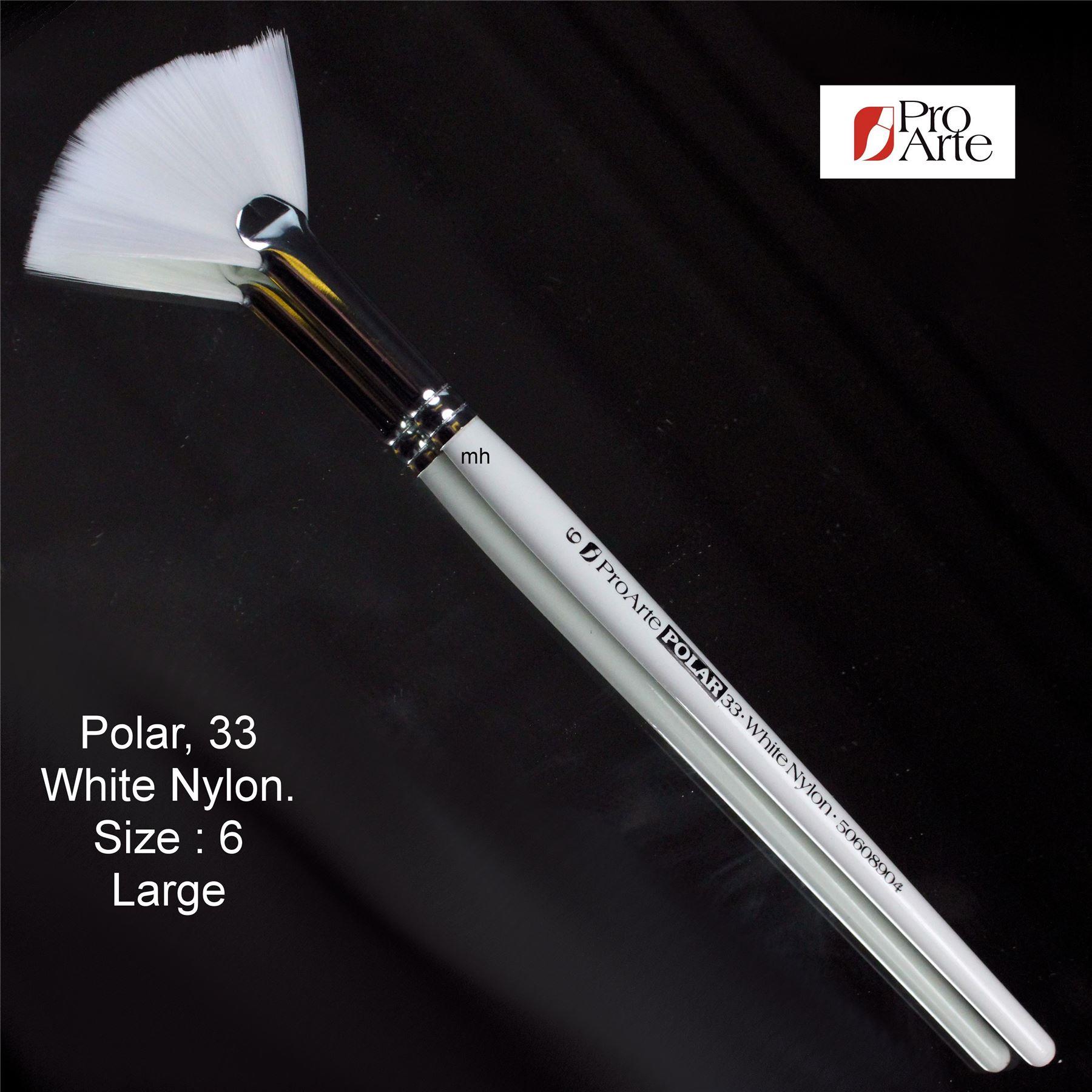 Pro Arte Series 33 Polar White Nylon All Purpose Fan 6 Brushes Large