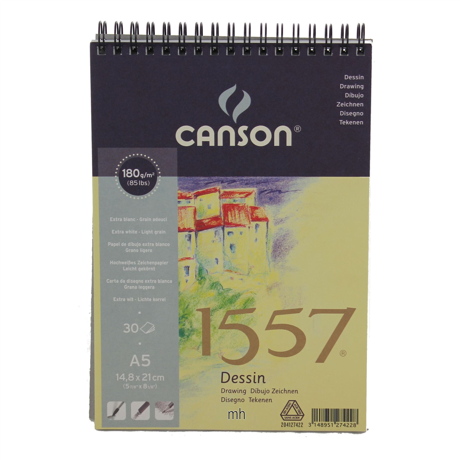 Canson 1557 Spiral Drawing Pad 180gsm A5