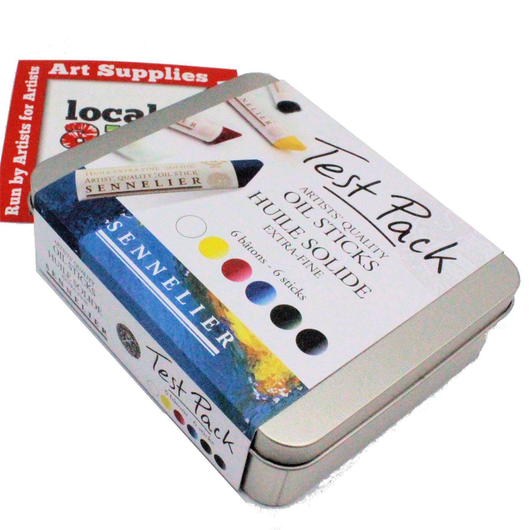 6 colours of Sennelier oil sticks. Metal test pack