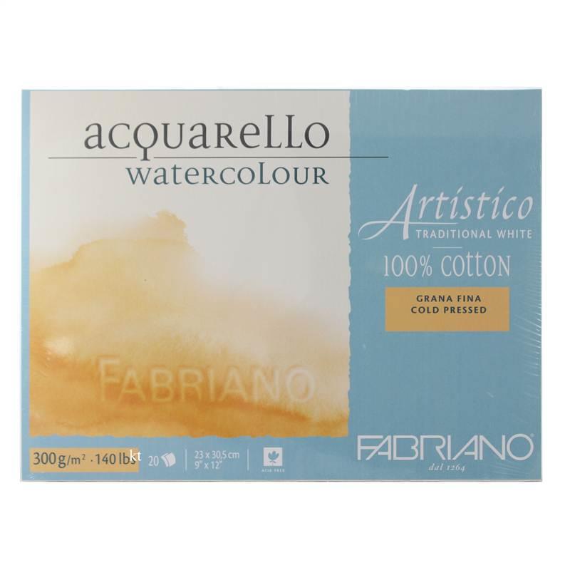 Fabriano Artistico Acquarello Traditional White 100% Cotton Cold Pressed 9" x 12" 300gsm