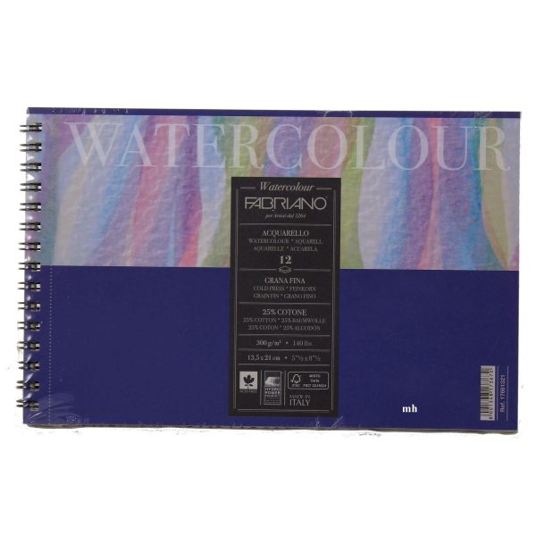 Fabriano Cold Press 13.5 x 21cm Studio Watercolour Paper pad