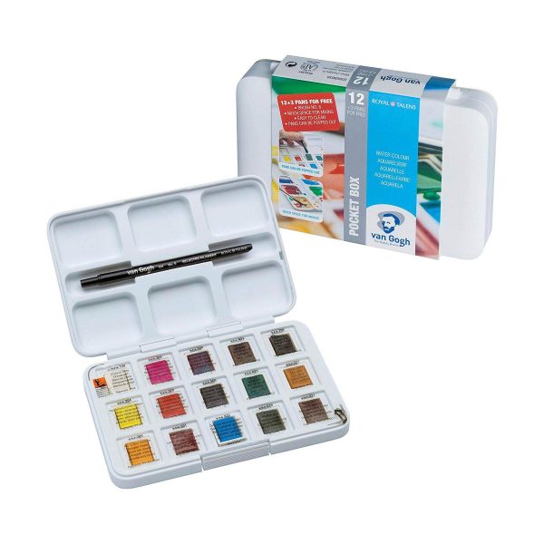 Van gogh water colour pocket box 15 half pans palette