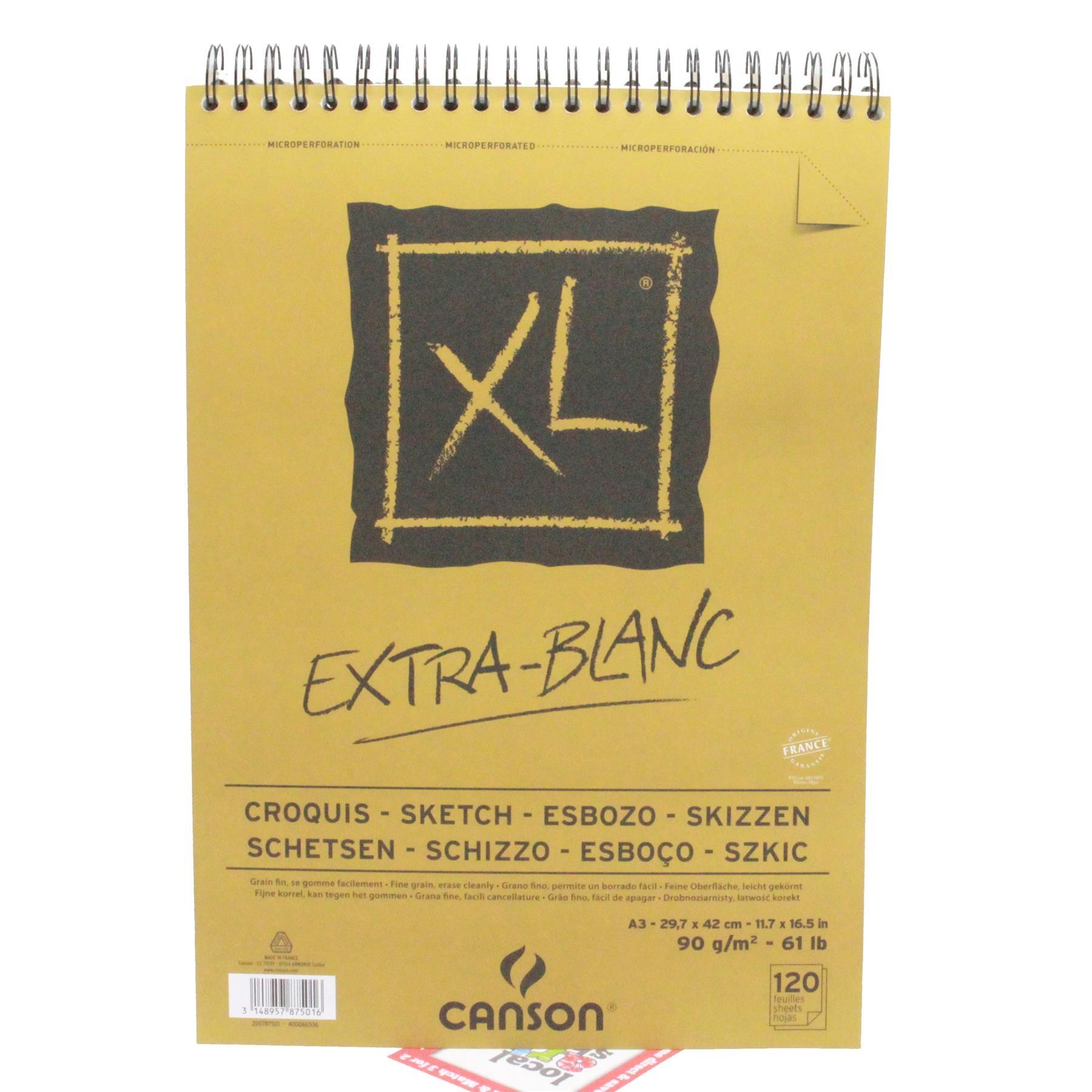  CANSON 1557 Extra White 120gsm A3 Sketch Paper, Light Grain, 50  Sheets, Ideal for Professional Artists & Illustrators : Arts, Crafts &  Sewing