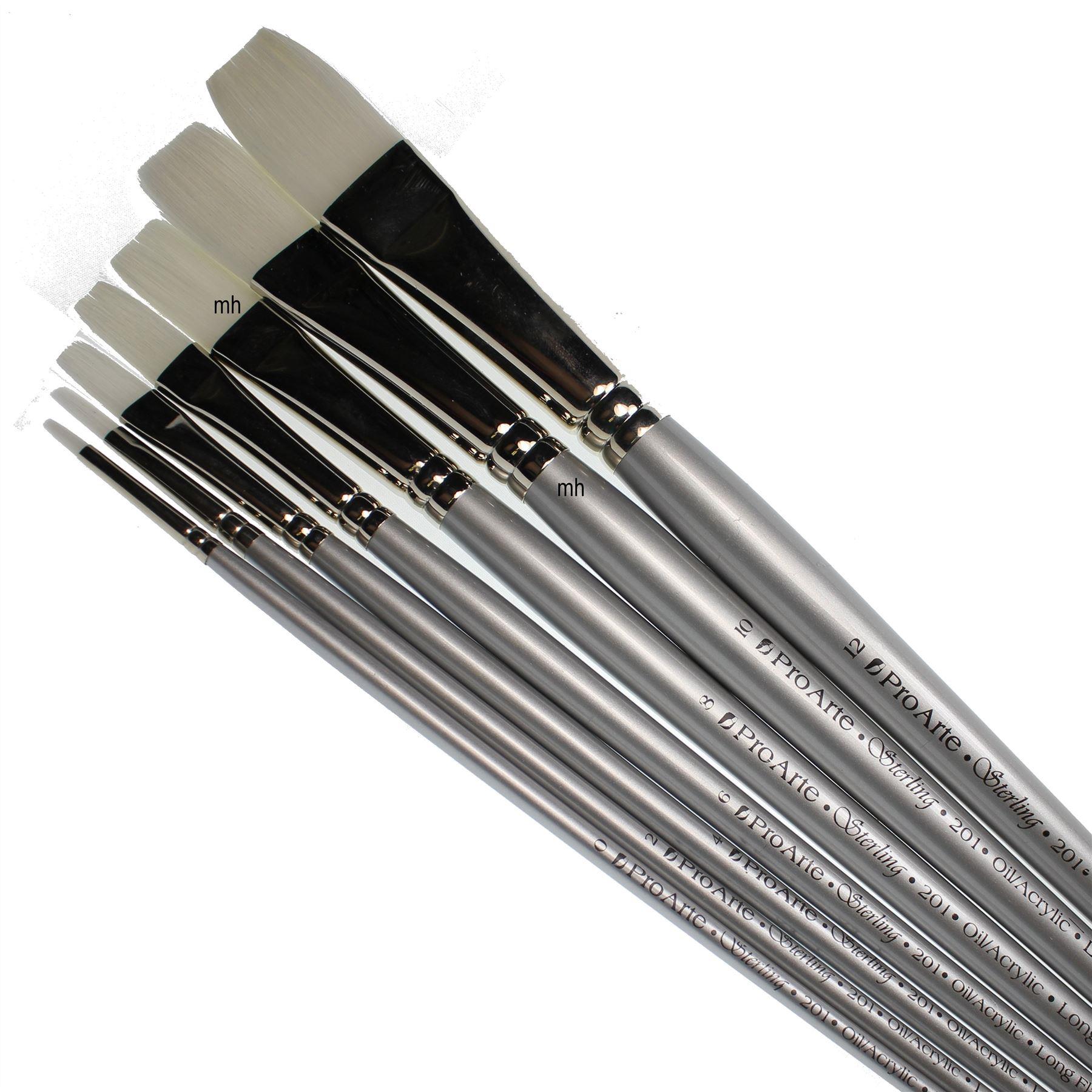 Pinceau Pro Arte Série 201LF - Manche Long, Poils Synthétiques, Taille 8, Pour Huile & Acrylique