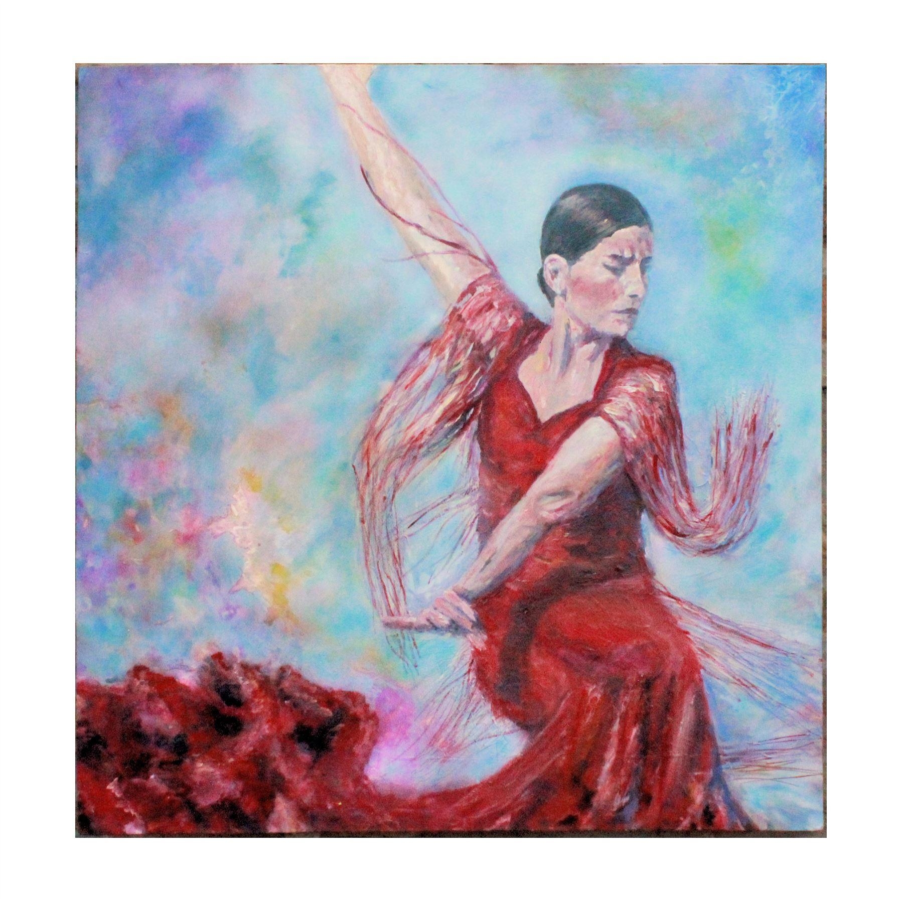 Spanish dancer in red by Mark Hutchby original oil painting