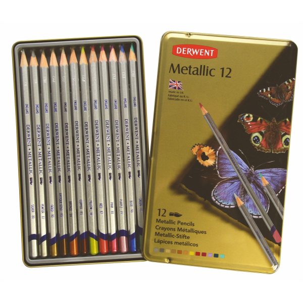 Derwent artist metallic coloured water-soluble pencil tin set