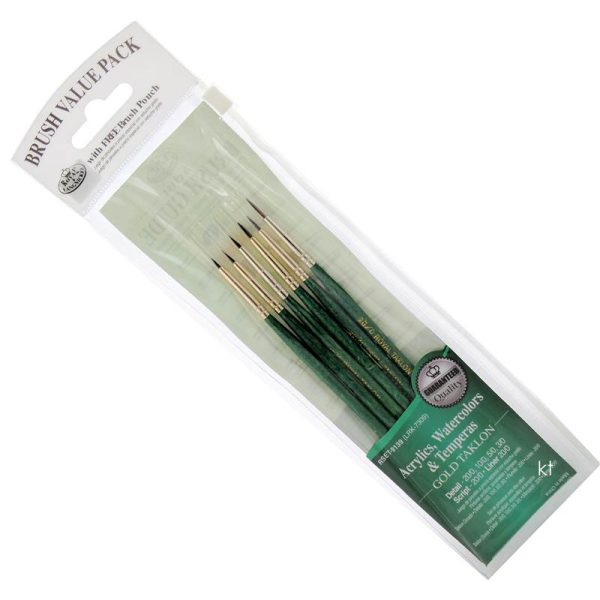Royal & Langnickel Brush Pack - Acrylics, Watercolours & Temperas - Gold Taklon, RSET-9139