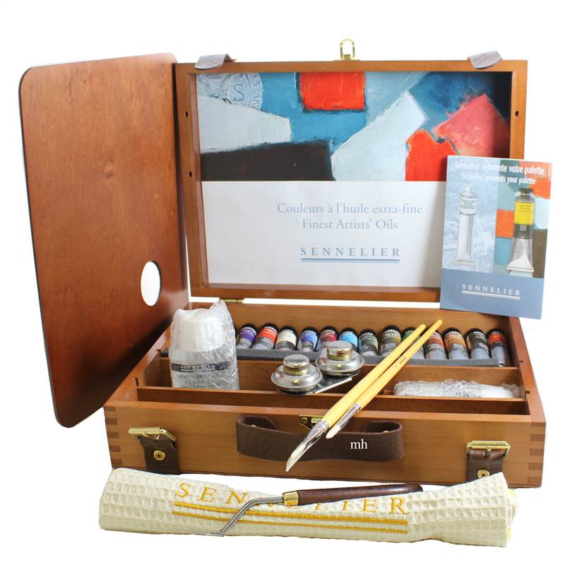 Sennelier artists quality oil paint set wooden storage case