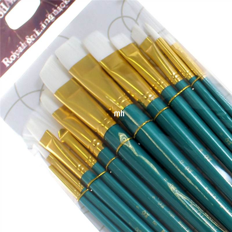 RSET-9316Royal and Langnickel 12 long handled brushes white Taklon