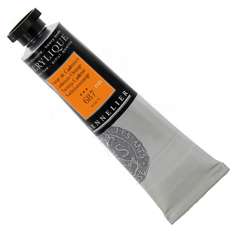 Sennelier Acrylique Acrylic Paint 60ml Tube 687 Cadmium Orange Series 6