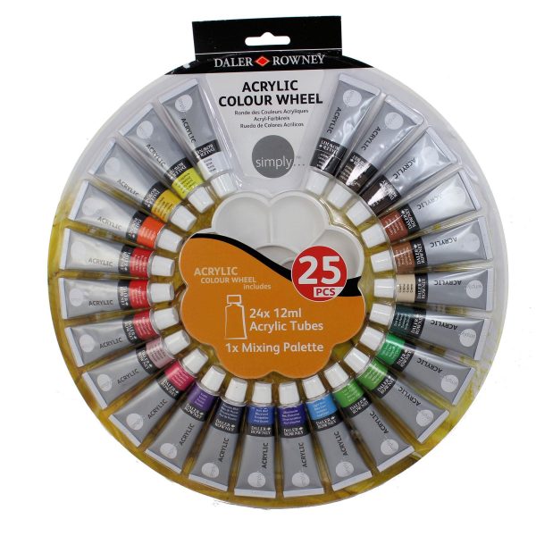 Daler Rowney simply acrylic paint colour wheel 25 piece