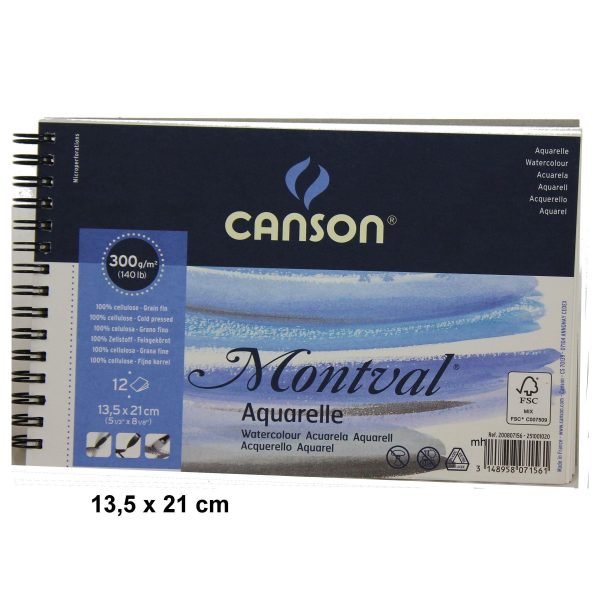 Canson Montval 13.5 x 21cm Aquarelle Watercolor Paper Pad Spiral