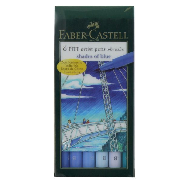 Faber-Castell 6 Pitt Artists Brush Pens Shades of Blue