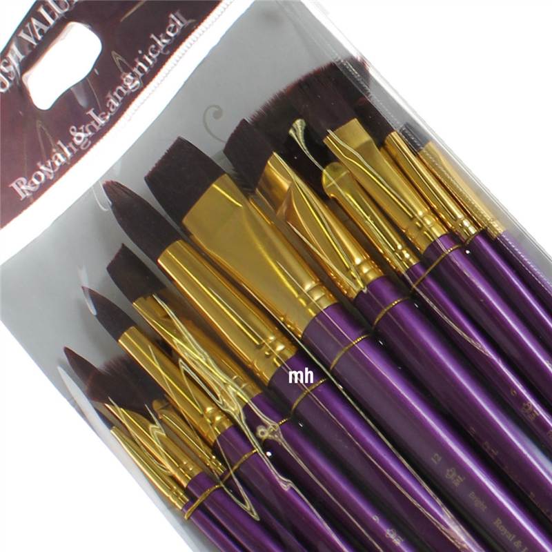 Royal and Langnickel 12 Brush Burgundy Taklon Set 14
