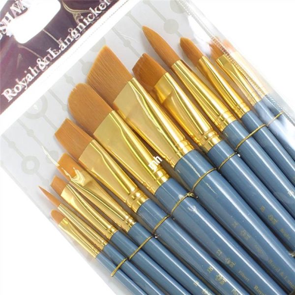 Royal and Langnickel RSET-9306 artists paintbrushes with golden Taklon heads