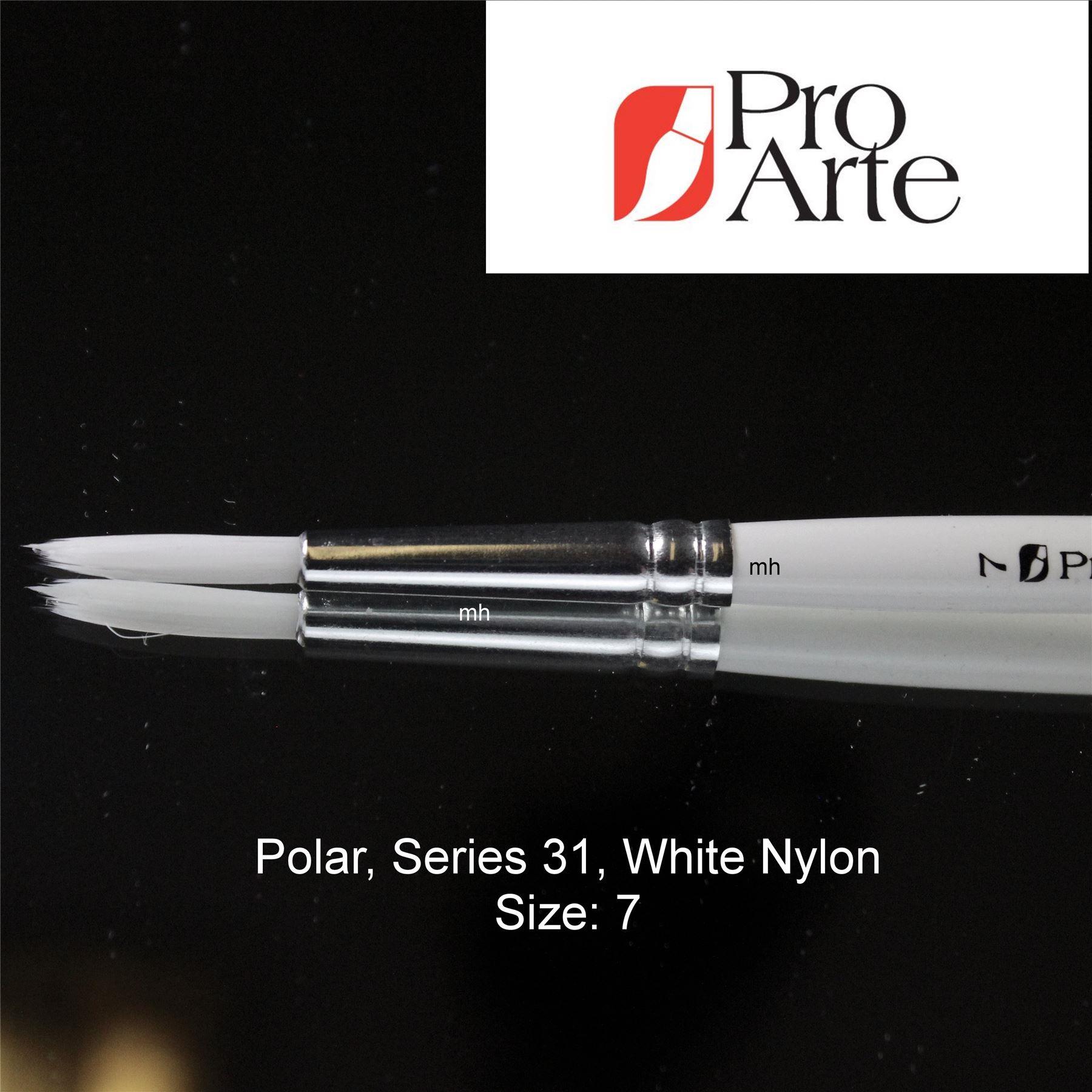 Pro Arte Series 31, Polar White Nylon All Purpose Brushes, Round 7