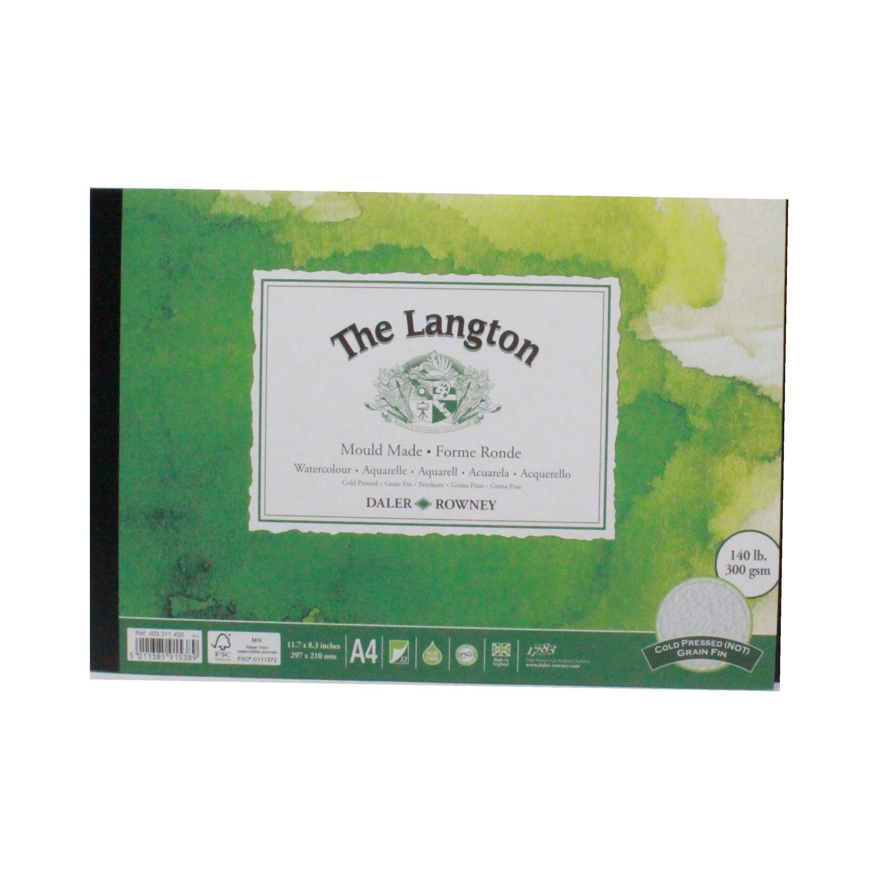 Daler Rowney Aquafine Smooth Pad Aquarellpapier - 12 Blatt A4, 300 G/m², Heißgepresst