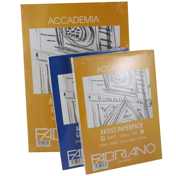 Fabriano Accademia Artist Paperpack in sizes A4 or A3, 12ogsm or 200gsm ,100 or 200 Sheets