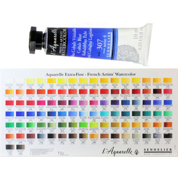 Sennelier artists watercolour paint 10ml tubes stand.