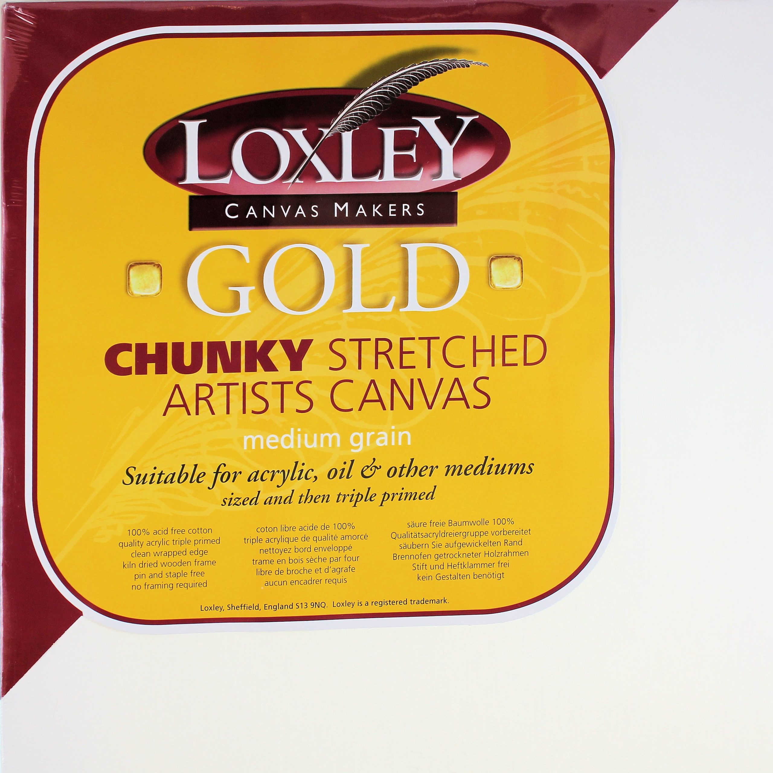 Loxley gold deep edge stretched canvas 20" x 16" triple primed canvas.