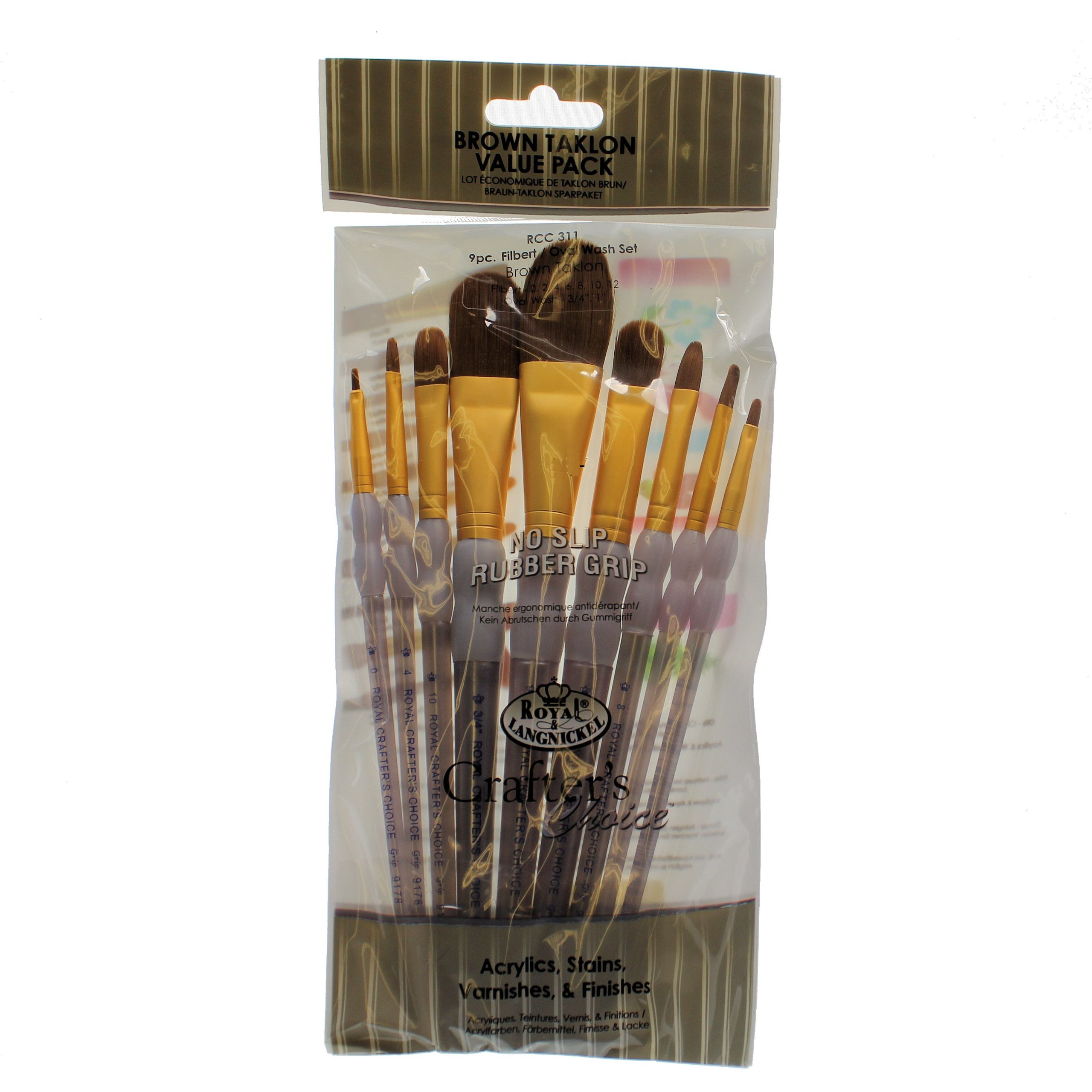 Royal & Langnickel Pinselset – 9 Flachpinsel Aus Braunem Taklon