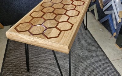 Premium Oak & Red Resin Touch Table Kit – Hexagon Design | 12V Ready | DIY Smart Furniture | Custom Options Available