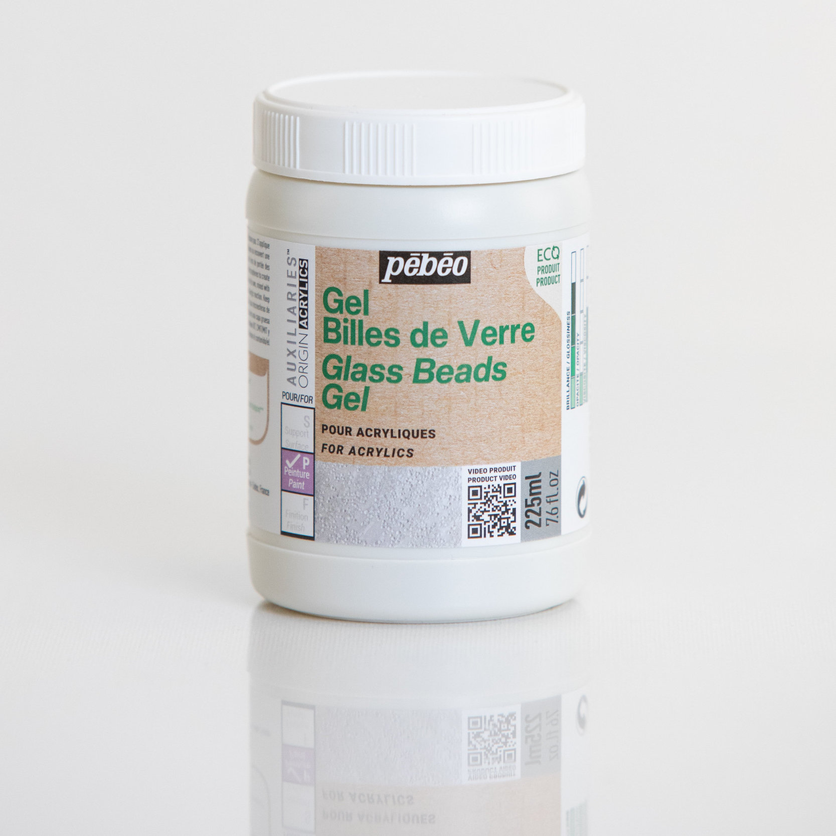Pebeo Glass Bead Gel Texture Medium – Transparent Acrylic Gel with Micro Beads – 32% Lower Carbon Binder