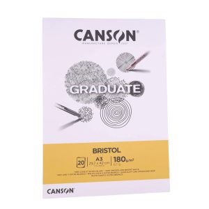Canson Graduate Bristol A3 Pad – 180gsm, 20 Sheets, Extra Smooth White Paper